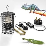 Bonlux Reptile Heat Lamp With Guard - 100W Ceramic Bulb Heater, Infrared Holder With Anti-Hot Bracket Cage for Tortoise, Lizard, Turtle, Snake, Chicks