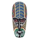 Pvczool Wooden Mask Wall Hanging Solid Wood Carving Painted Wall Decor Bar Home Decorations African Mask Crafts A
