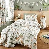 Happy Linen Company Girls Boys Kids Jungle Safari Animals Ivory Toddler Cot Bed Reversible Soft Easy Care Bed Linen Duvet Cover Quilt Bedding Set With Pillow Case