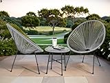 XEO HOME Bistro Table and Chairs Set 2 Bistro Sets For 2 For Garden Rattan Strig Outdoor Egg Patio 2-Seater 3 Pieces for Balcony Backyard Porch Lawn Conversation Set Glass Top Dining Table (Gray)