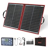 DOKIO 100W 12V Foldable Solar Panel Kit Monocrystalline with Solar Controller (2 USB Output) for 12V Battery Charging, Caravan, RV, Boat, Camper
