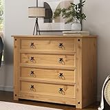 Corona Chest of Drawers 4 Drawer Mexican Solid Pine Waxed