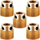 MMOBIEL 40 Teeth Brass Extruder Drive Gear Wheel Compatible with Creality 3D Printer Ender 3 V2 / 3/3 Pro / 5 / CR-10 / 10S 20/20 Pro - 5 Pcs - Incl. Allen Key Wrench