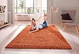 SHAGGY RUG Modern Rugs Living Room Extra Large Small Rectangular Size Soft Touch 30MM / 3cm Thick Pile Living Room Area Rugs Non Shedding (Orange, 160cm x 230cm (5.5ft x 7.5ft))