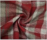 Skye Balmoral Thick Wool Effect Tartan Upholstery Curtain Fabric Sofa Plaid Fabric (50 x 140cm (Half Metre), Dark Red)