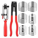 MaxEarn 32Pcs CV Boot Clamps Kit(15Pcs Large + 15Pcs Small) with Ear Clamp Pliers and Hose Joint Boot Band Pliers, Auto CV Joint Boots Clamps, Universal Adjustable Axle Repair Clamp for Car Truck SUV