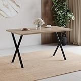 Vida Designs 4 Seater Dining Table With X Shaped Black Metal Legs, Industrial Style Rectangle Kitchen/Dining Room Furniture (Oak)