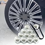 WXRNBN Car Wheel Nut Covers Caps for Mitsubishi Pajero IV (2006-2018), 20 Pcs car wheel nut caps Auto Tyre Hub Screw Nut Wheel Lug Nut Bolt Caps Kit Protection Center Hub Cap Set,Silver-21MM