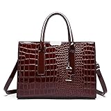 compulsoryking Crocodile Print Handbags for Women Elegant Crossbody Bag Ladies Large Capacity Totes Girls Work Travel Gift, Deep Brown