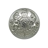 Metal Military Royal Coat of ARMS Buttons, Silver, 20mm 32L (12)