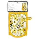 Museums & Galleries Double Oven Gloves Oven Mitt Pot Holder - Heat Resistant Organic Cotton - Yellow Butterflies and Flowers Mary Katrantzou Design - Stylish Kitchenware