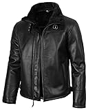 Blingsoul Shearling Leather Jackets for Men - Swedish Bomber Real Leather Jacket, Mitchel - Shearling Black Jacket, Small