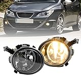 NSLUMO Front Fog Lights for Seat Leon Mk2 1P Ibiza IV Altea Toledo 2Pcs Front Bumper Fog Light Assembly Headlights with 9006 HB4 Halogen Bulbs Fog Driving Lights