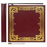 Vienrose Photo Album Self Adhesive Scrapbook Album with Protective Film Save Images Permanently DIY Linen Cover Album for Family Wedding Baby 27×28 cm 20 Sheets Red