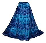 Doorwaytofashion Tie Dye Cotton Maxi Skirt Embroidered One Size UK 10 12 14 16 18 (Blue/Turquoise)