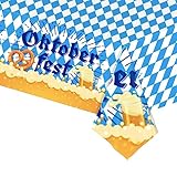 Bavaria Oktoberfest Party Table Cloth,Blue and White Oktoberfest Flag Patterned Table Cover for Oktoberfest, Bavarian Flag Check Table Cloth for Celebrating Bavaria Oktoberfest Anniversary Supplies