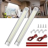 Linkstyle 12V LED Interior Light Bar, 120 LED Strip Light with ON/Off Switch, 6W 6000K White Lamp for Van Car Auto Camper Bus Caravan Boat, 2 Pack