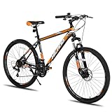 Hiland 26 Inch Mountain Bike, 21 Speeds Bicycle, Aluminum Frame Mountain Bike with Disc-Brake for Men Women Men's MTB Bicycle, Orange