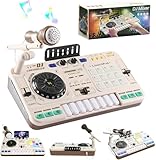 RedCrab Kids DJ Mixer Table, DJ Decks for Baby with Microphone, Bluetooth, Piano Keys, LED Lights, Interactive Music Keyboard Toy for Children, Educational Musical DJ Set for Boys and Girls (White)