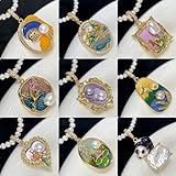 New natural retro oil painting style flower pearl pendant Monet impression court style Baroque pearl necklace