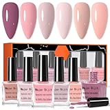 Nude nail polish Sets - 6PCS Nude Pink Nail Varnish Set - 60 Seconds Quick Dry Nail Polish No Bake - Long Lasting Nail Polish - Breathable nail polish for Women Girls DIY Nail Art
