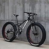 JAMCHE 26Inch Mountain Bikes, Adult Fat Tire Mountain Trail Bike, 27 Speed Bicycle, High-carbon Steel Frame Full Suspension Dual Disc Brake, 4.0 Inch Thick Wheel Mountain Snow Beach Bikes