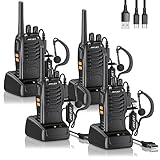 JUCJET Walkie Talkies 2023 Upgraded 88E Walkie Talkie Long Range for Adults with Earpieces, 16 Channel Handheld 2 Way Radio Rechargeable with Flashlight Li-ion Battery and Charger(4 Pack)