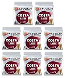 Tassimo Costa Latte Coffee Pods x8 (Pack of 8, Total 128 Discs, 64 Drinks)