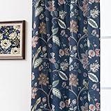 Unique Nautical Print Curtains,Maximalist Designer Custom 70% Printed Blackout Black Out Curtains 63 Inch Long for Bedroom Windows 2 Panels Set,Navy Blue