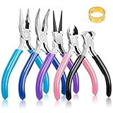 Modacraft 5 PCS Jewellery Pliers Kit with Spring, Jewellery Making Plier Set with Needle Nose Plier, Round Nose Plier, Bent Nose Plier, Wire Cutter, DIY Plire Jewellery Making Kit for Girls