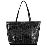 Aisi Women Soft PU Leather Crocodile Pattern Tote Handbag Ladies Shoulder Bag Large Capacity Satchel