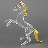 Glass Of Venice Murano Glass Horse Clear with Gold - Hand Blown Figurine Collectible Glass Art Stallion Clear Sculpture 3-1/2 Inches Tall