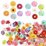 100 PCS Artificial Daisy Flower Head, Colourful Craft Flower, Paper Flowers For Crafting for Home Decoration, Wedding Art Party Decoration, DIY Decoration Artificial (12 Leaf 4cm) (100)