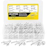 IEAWISL Pop Rivets, 250 PCS Aluminum Large Flange Rivets Set, 11 Sizes Rivets for Metal, DIY, Sheet Mounting, Plastic, 1/8" 5/32" 3/16"（Silver）