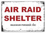 WTF | Air Raid Shelter | Sticky Pads - Metal Wall Sign Plaque Art Inspirational