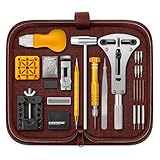 EVENTRONIC Watch Tool Set, Watch Repair Kit, Professional Spring Bar Tool Set, Watch Repair Watchmaker Tool Bag, Watch Band Link, Watch Back Removal Tool for Watch Battery Replacement （Brown）