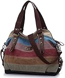 FreeMaster Women's Canvas Multi-Color Hobos Shoulder Bag Tote Handbag (Multi-Color-A)