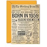 66th Birthday Card for Women Men - Bday Press Newspaper 1959 - Happy 66 Birthday Cards for Grandma Nan Cousin Husband Dad Auntie, 5x7 Inch Bday Greeting Cards