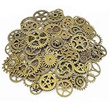 LolliBeads (TM 120 Gram Antiqued Bronze Metal Skeleton Steampunk Watch Gear Cog Wheel Sets (80 pcs)