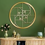 WINUSD 12in Fibonacci Spiral Gold Metal Wall Art, Math Art Fibonacci Spiral Metal Wall Art Decor, Geometric Wall Decoration for Living Room, Office, Outdoor, Indoor