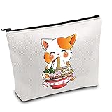 Cat Lover Makeup Bag Kawaii Anime Cat Gift Ramen Noodle Lover Gift Kitty Mom Cosmetic Bag Kitten Gift Crazy Cat Lady Zipper Pouch (Cat Noodle), L9 W7 H0.39