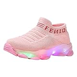 Baby Toddler Boys Girls LED Light Sneakers Stretch Fabric Walking Shoes 1-6 Years Old Kids Mesh Trainer Sport Running Trainers Pink
