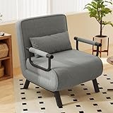 Hawthyhome Folding Sofa Bed, 4-in-1 recliner, sofa bed with function, space-saving guest, recliner with adjustable backrest, 150 kg load capacity Metal frame & linen dark grey