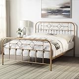 SlumberWorx WARE METAL VICTORIAN INDUSTRIAL BED FRAME - DOUBLE/KING SIZE (Brass, Double)
