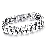 CMJ Men's Titanium Steel Bicycle Bike Link Chain Design Silver Biker Bracelet UK