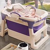 haiyusm Portable Folding Bathtub for Adults Ice Bath Large Freestanding Bathtubs for Shower Massage Sweat Steam Bath Tub with Lid Space Saving (Blue,with lid)