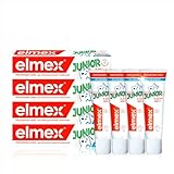 elmex Junior Toothpaste 6-12 Years 4 x 75 ml - Medical Teeth Cleaning with 1400 ppm Fluoride Content for Highly Effective Caries Protection - Strengthens New Permanent Teeth