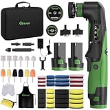 Ginour Cordless Car Polisher, 12V2Ah Batteried Car Buffer Polisher Machine, 6 Speed 2800~5000OPM Mini Polisher Rotary & Dual Action Car Polisher for Car Motorcycle Detailing, Backing Plates 2''/1.2''