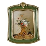 Kangce Vintage Picture Frame 4x6 Antique Ornate Photo Frame Tabletop and Wall Hanging Old-Fashioned Picture Frame, Decorative Retro Design Home Décor, Photo Gallery, Art, Green