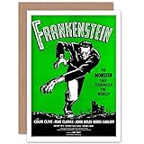 Wee Blue Coo MOVIE FILM FRANKENSTEIN MONSTER KARLOFF HORROR SHELLEY GREETINGS CARD